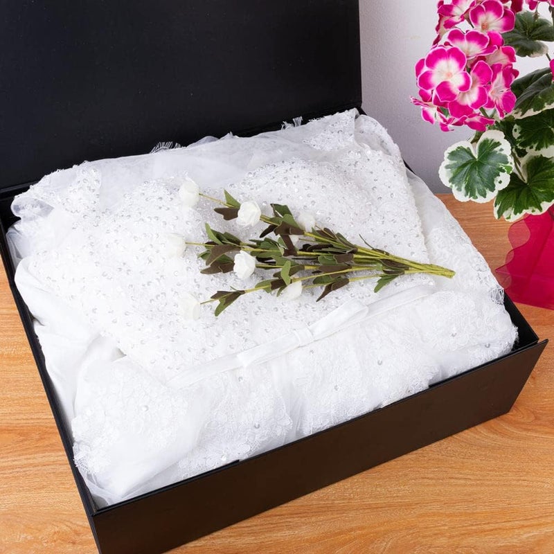 PACKGILO Black Extra Large Gift Box with Lid 1 Pcs 19x16x6 Inches, Gift Box large Black Gift Boxes for Presents Clothes Robe Wedding Dress Sweater,Reusable Foldable Bridesmaid Proposal Box（Matte） - Image 2